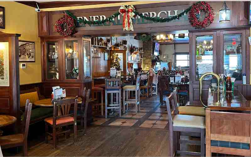 The Midtown Omaha restaurant, Brazen Head Irish Pub, decorated during the holidays.