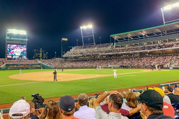An NCAA College World Series game in downtown Omaha