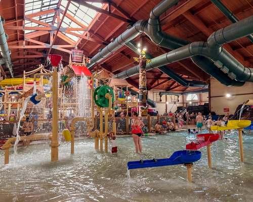 The indoor water park at Great Wolf Lodge in Kansas City, Kansas