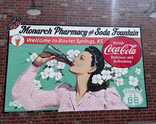 Monarch Pharmacy and Soda Fountain mural in Baxter Springs, Kansas