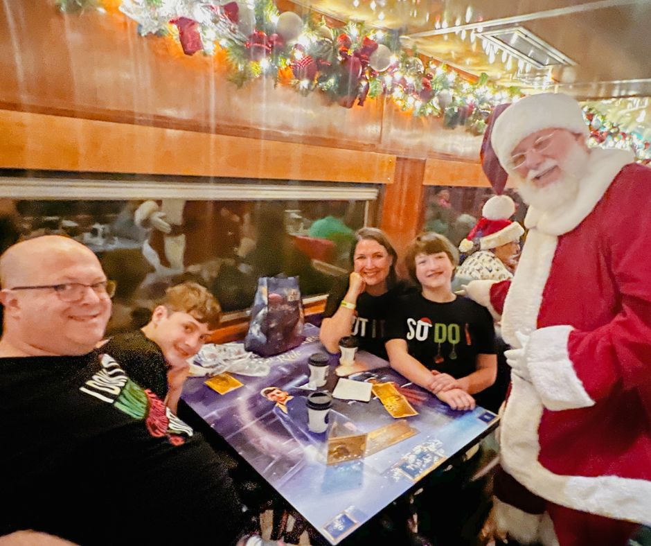 Kim and the family meet Santa riding The Polar Express Train Ride