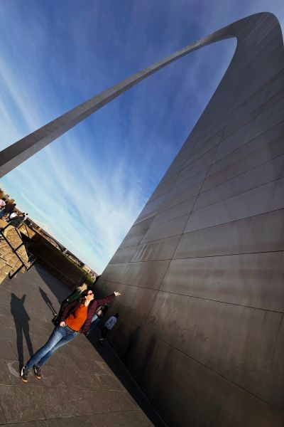 Kim at the base of the Gateway Arch in St. Louis