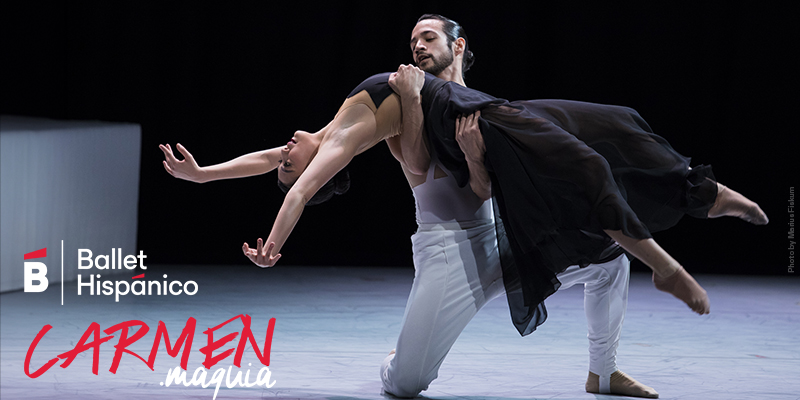 A promotional image for Ballet Hispánico's “CARMEN.maquia” 