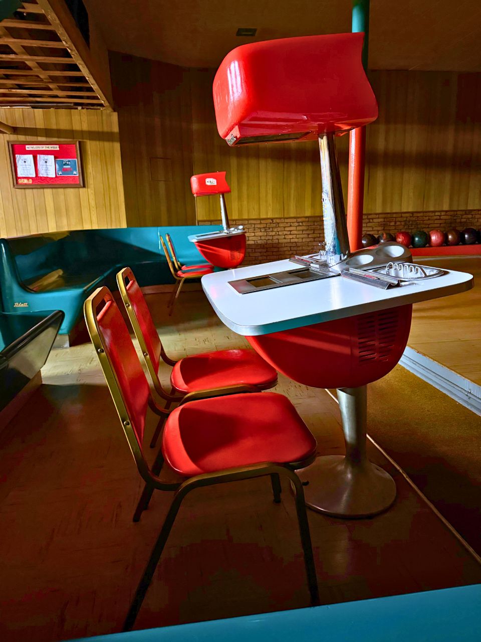 The retro bowling alley in the basement of Liederkranz in Grand Island