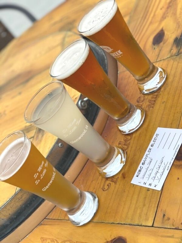 A flight of beers at Keg Creek Brewing Co. in Glenwood