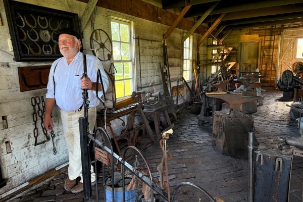 The blacksmith at the Stuhr Museum in Grand Island
