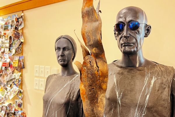 Sculpture inside the American Gothic Visitor Center