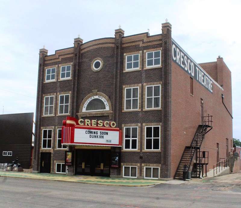 Brick exterior of the Cresco Theatre