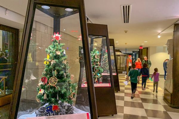 Trees on display at The Durham Museum during Christmas at Union Station