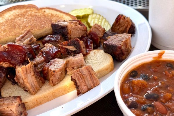 Burnt ends and barbecue beans at Joe's Kansas City Bar-B-Que