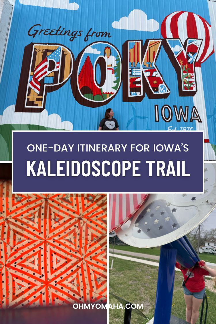 Easy itinerary for the Kaleidoscope Trail in Pocahontas County, Iowa. Where to find the kaleidoscopes, where to eat, and where to stay when exploring the trail!
