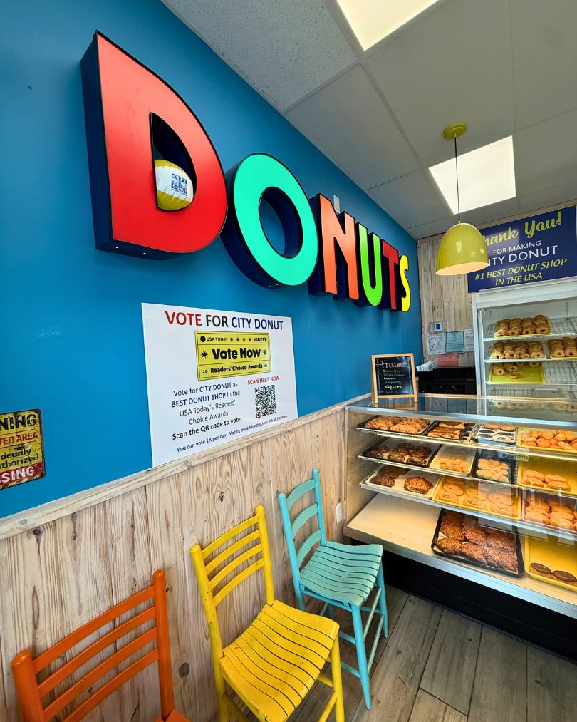Colorful interior of City Donut in Alabama