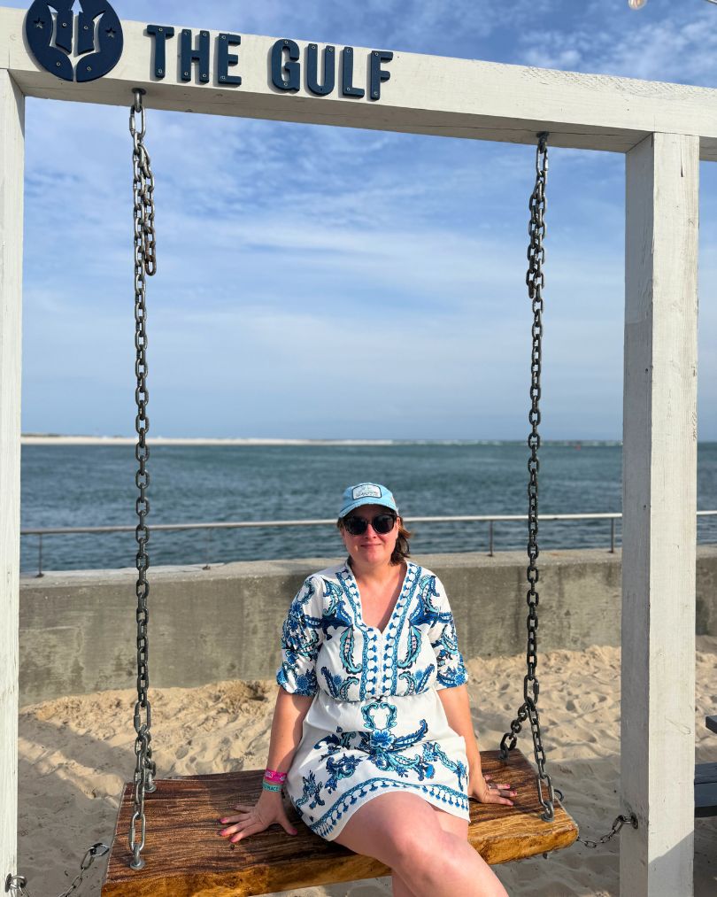 Kim on a swing at The Gulf in Alabama