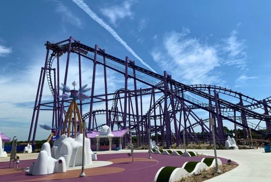 A roller coaster at Lost Island Themepark